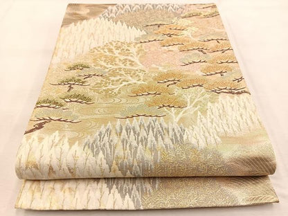 平和屋着物◎六通柄袋帯 立波樹林文 金糸 正絹 逸品 BAAU2828yc