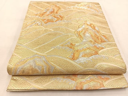 平和屋着物◎六通柄 本袋帯 立波文 金銀糸 正絹 逸品 BAAU2836yc