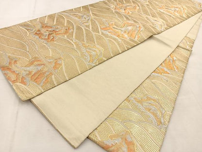 平和屋着物◎六通柄 本袋帯 立波文 金銀糸 正絹 逸品 BAAU2836yc