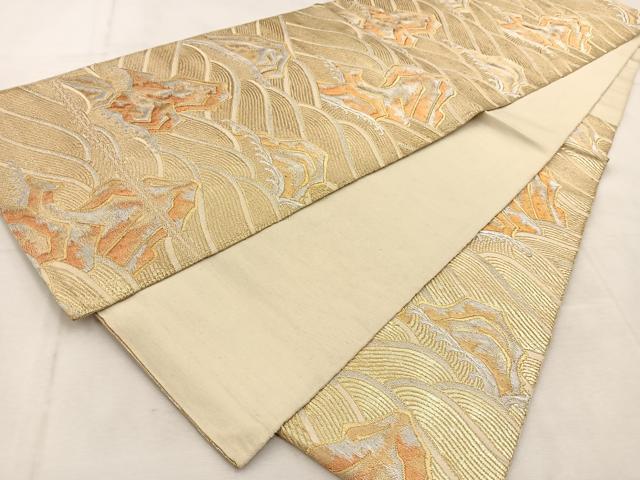 平和屋着物◎六通柄 本袋帯 立波文 金銀糸 正絹 逸品 BAAU2836yc