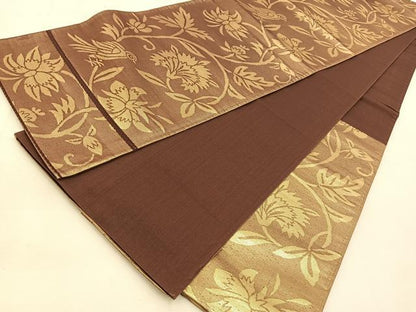 平和屋着物◎六通柄袋帯　更紗花鳥文　金糸　正絹　逸品　BAAU2891yc