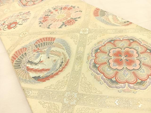 平和屋着物◎六通柄袋帯　唐織　菱天井鳳凰花文　金銀糸　正絹　逸品　BAAU3007hj