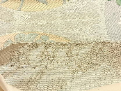 平和屋着物◎六通柄袋帯　唐織　光琳丸文　銀糸　正絹　逸品　BAAU3043hj