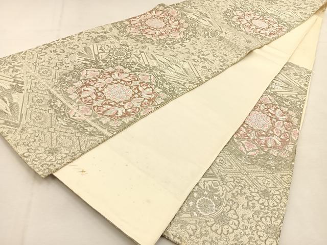 平和屋着物◎六通柄袋帯　唐織　正倉院古代裂　プラチナ箔　正絹　逸品　BAAU3049hj