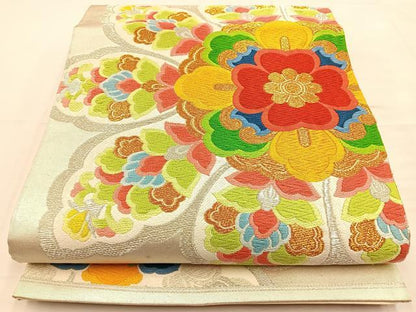 平和屋着物◎六通柄袋帯　唐織　正倉院花文　金銀糸　正絹　逸品　BAAU3058hj