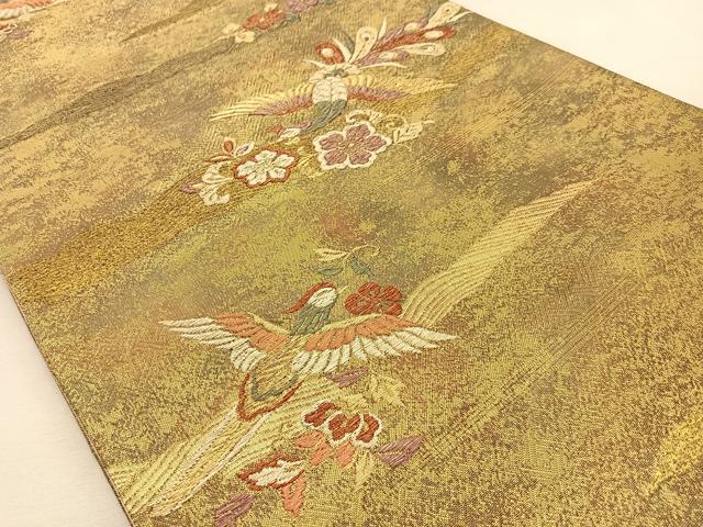 平和屋着物◎六通柄袋帯　唐織　花食い鳥　金銀糸　引箔　正絹　逸品　BAAU3065hj