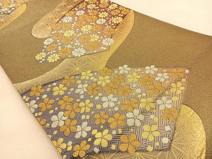 平和屋着物◎六通柄袋帯　地紙菊梅文　金銀糸　正絹　逸品　BAAU3067hj