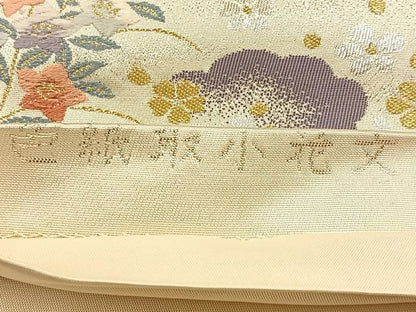平和屋着物◎六通柄袋帯　唐織　色紙取小花文　金銀糸　正絹　逸品　BAAU3070hj