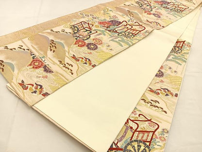 平和屋着物◎六通柄袋帯　唐織　華洛　金糸　正絹　逸品　BAAU3085hj