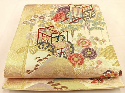 平和屋着物◎六通柄袋帯　唐織　華洛　金糸　正絹　逸品　BAAU3085hj