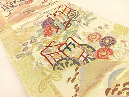 平和屋着物◎六通柄袋帯　唐織　華洛　金糸　正絹　逸品　BAAU3085hj