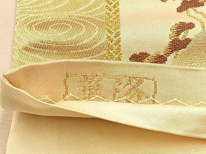 平和屋着物◎六通柄袋帯　唐織　華洛　金糸　正絹　逸品　BAAU3085hj