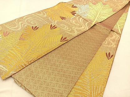 平和屋着物◎佐賀錦　六通柄袋帯　若松之図　金銀糸　正絹　逸品　BAAU3086hj