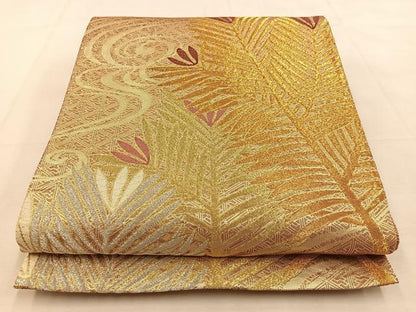 平和屋着物◎佐賀錦　六通柄袋帯　若松之図　金銀糸　正絹　逸品　BAAU3086hj