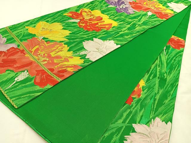 平和屋着物◎六通柄袋帯　唐織　草花文　金銀糸　正絹　逸品　BAAU3106hj