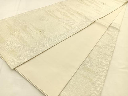 平和屋着物◎六通柄袋帯　紹紦　君子菊　金糸　正絹　逸品　BAAU3111hj