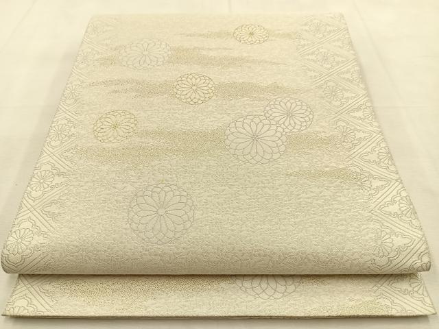 平和屋着物◎六通柄袋帯　紹紦　君子菊　金糸　正絹　逸品　BAAU3111hj