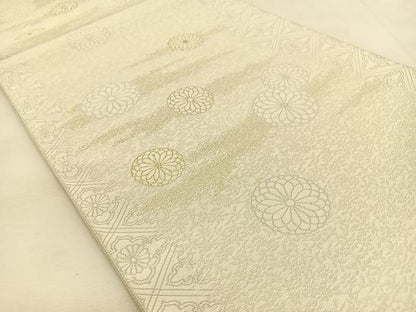 平和屋着物◎六通柄袋帯　紹紦　君子菊　金糸　正絹　逸品　BAAU3111hj