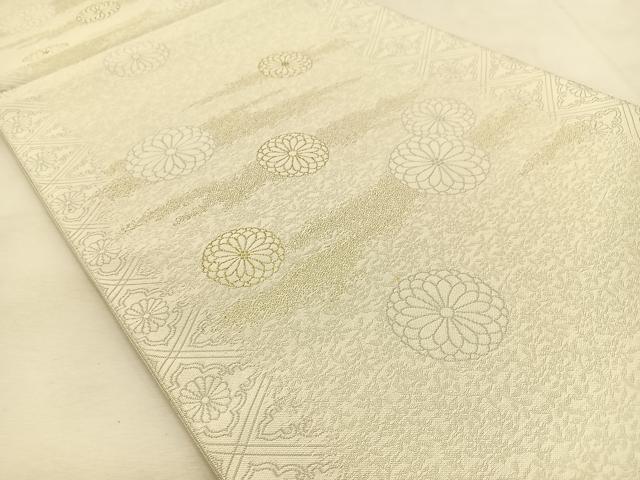 平和屋着物◎六通柄袋帯　紹紦　君子菊　金糸　正絹　逸品　BAAU3111hj