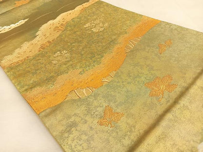 平和屋着物◎六通柄袋帯　樹林草花文　金銀糸　引箔　正絹　逸品　BAAU3133hj