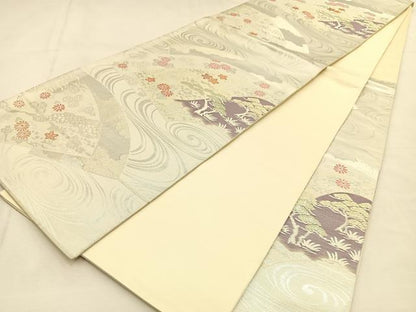 平和屋着物◎六通柄袋帯　地紙浜松花文　金銀糸　正絹　逸品　BAAU3143hj