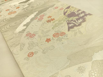 平和屋着物◎六通柄袋帯　地紙浜松花文　金銀糸　正絹　逸品　BAAU3143hj