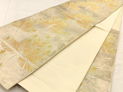 平和屋着物◎六通柄袋帯　若松葉　金銀糸　引箔　正絹　逸品　BAAU3179hj