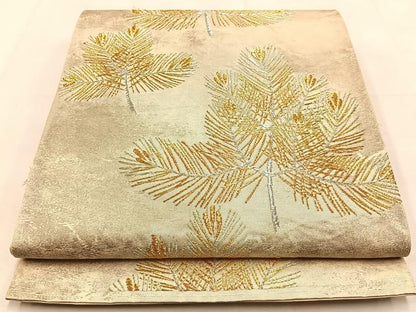 平和屋着物◎六通柄袋帯　若松葉　金銀糸　引箔　正絹　逸品　BAAU3179hj