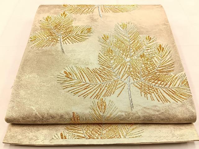 平和屋着物◎六通柄袋帯　若松葉　金銀糸　引箔　正絹　逸品　BAAU3179hj