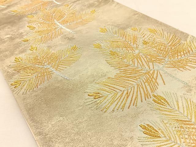 平和屋着物◎六通柄袋帯　若松葉　金銀糸　引箔　正絹　逸品　BAAU3179hj