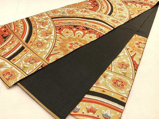 平和屋着物◎六通柄　本袋帯　正倉院青海波　黒地　金糸　正絹　逸品　BAAU3198hj