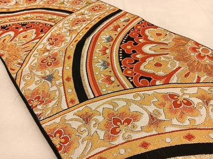 平和屋着物◎六通柄　本袋帯　正倉院青海波　黒地　金糸　正絹　逸品　BAAU3198hj