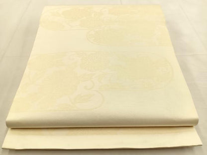 平和屋着物◎六通柄袋帯　エ霞牡丹唐草文　正絹　逸品　BAAU3235hj