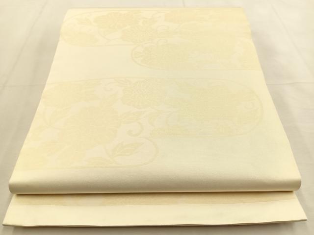 平和屋着物◎六通柄袋帯　エ霞牡丹唐草文　正絹　逸品　BAAU3235hj