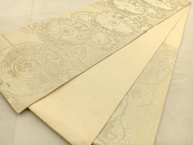 平和屋着物◎六通柄　本袋帯　鳳凰花絵皿　銀糸　正絹　逸品　BAAU3243hj