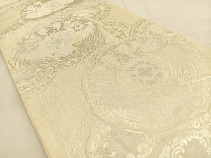 平和屋着物◎六通柄　本袋帯　鳳凰花絵皿　銀糸　正絹　逸品　BAAU3243hj