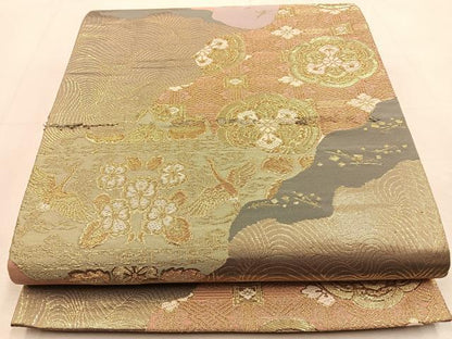 平和屋着物◎六通柄袋帯　唐織　道長有職文　金糸　正絹　逸品　BAAU3248hj