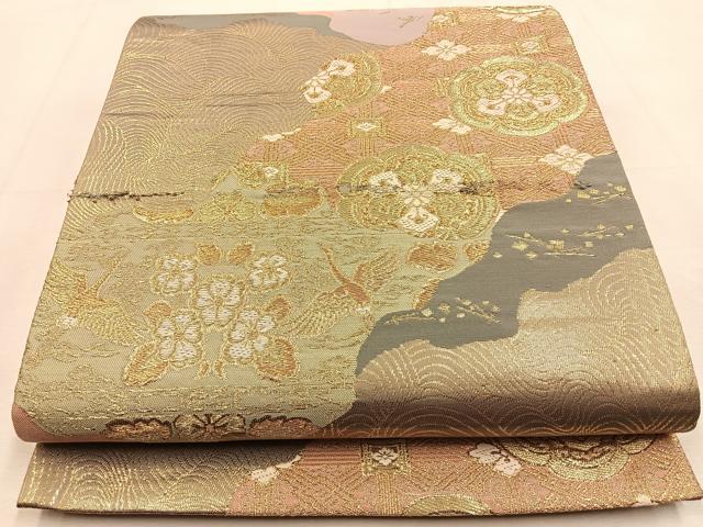 平和屋着物◎六通柄袋帯　唐織　道長有職文　金糸　正絹　逸品　BAAU3248hj