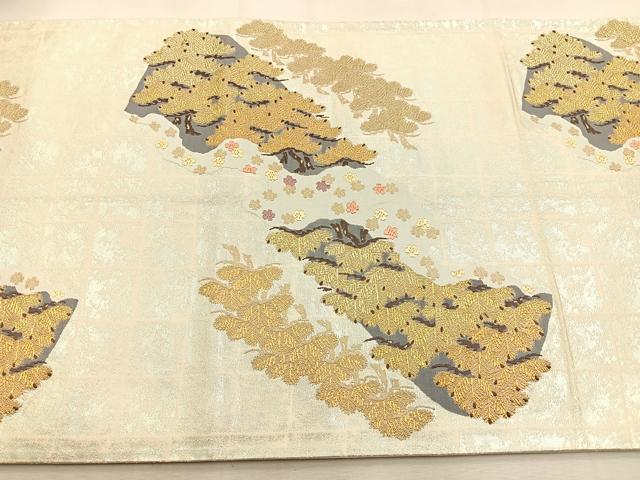 平和屋着物◎六通柄袋帯　唐織　松竹梅　立波重ね山文　金銀糸　引箔　正絹　逸品　BAAU3252hj