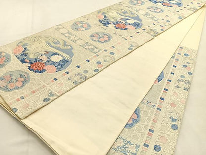 平和屋着物◎六通柄袋帯　唐織　鳳凰花文　金銀糸　正絹　逸品　BAAU3255hj