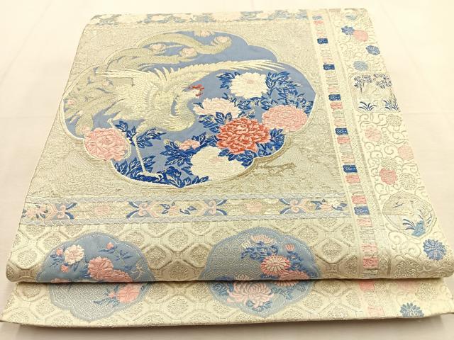 平和屋着物◎六通柄袋帯　唐織　鳳凰花文　金銀糸　正絹　逸品　BAAU3255hj