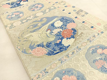 平和屋着物◎六通柄袋帯　唐織　鳳凰花文　金銀糸　正絹　逸品　BAAU3255hj