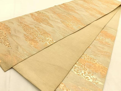 平和屋着物◎六通柄　京袋帯　本袋帯　流水花唐草文　金糸　正絹　逸品　BAAU3259hj