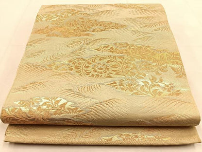平和屋着物◎六通柄　京袋帯　本袋帯　流水花唐草文　金糸　正絹　逸品　BAAU3259hj