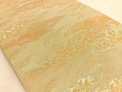 平和屋着物◎六通柄　京袋帯　本袋帯　流水花唐草文　金糸　正絹　逸品　BAAU3259hj