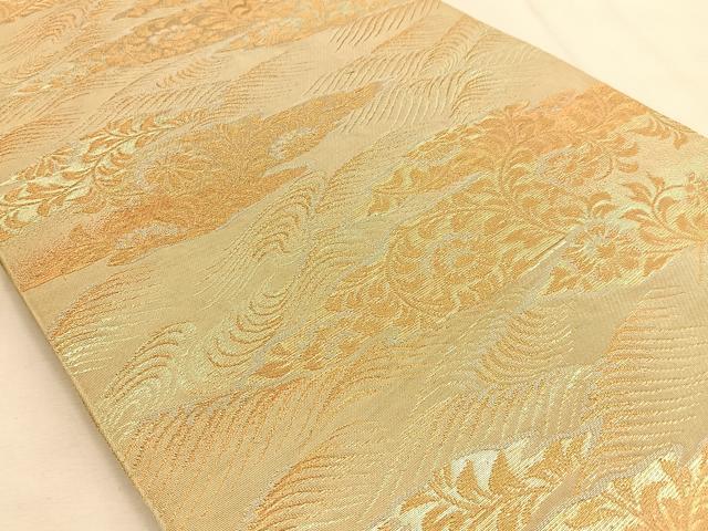 平和屋着物◎六通柄　京袋帯　本袋帯　流水花唐草文　金糸　正絹　逸品　BAAU3259hj