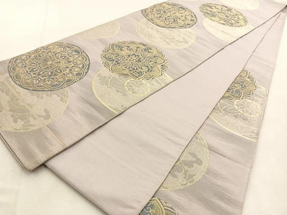 平和屋着物◎六通柄袋帯　こま錦　正倉院丸文　金銀糸　正絹　逸品　BAAU3264hj