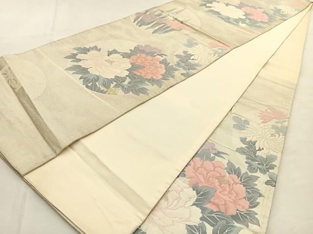 平和屋着物◎西陣　六通柄袋帯　花丸文　金銀糸　正絹　逸品　BAAU3275hj