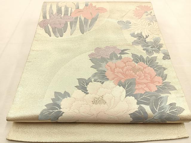 平和屋着物◎西陣　六通柄袋帯　花丸文　金銀糸　正絹　逸品　BAAU3275hj