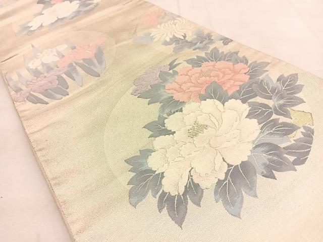 平和屋着物◎西陣　六通柄袋帯　花丸文　金銀糸　正絹　逸品　BAAU3275hj